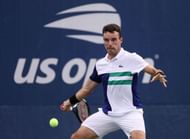 Roberto Bautista Agut hits a forehand.